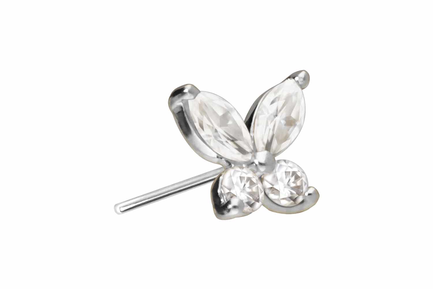 14 Karat Gold Aufsatz mit Titan Push Pin MOISSANIT-SCHMETTERLING von Piercingline